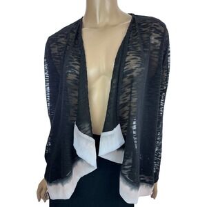 Chico's Traveler Collection Ruana Size 1 (8-10) Black & White Asymmetric Hem